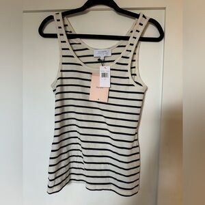 La ligne rib tank top navy and cream stripe